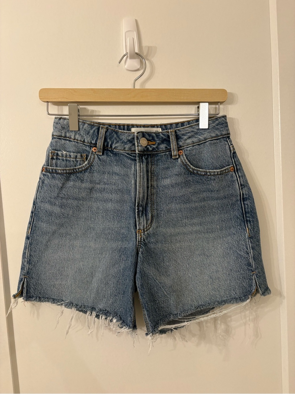 Dynamite Distressed Light Blue Denim Shorts